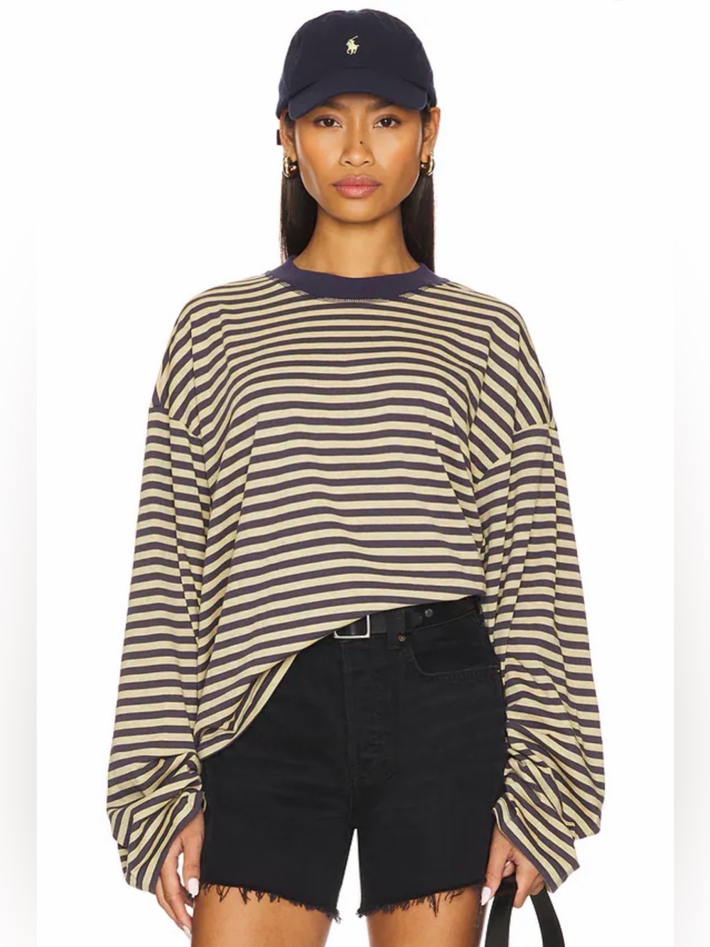 LIONESS Bloom Top in Beige Stripe